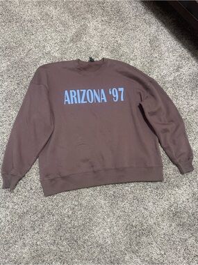 wild fable Brown Crewneck Sweatshirt with Light Blue ARIZONA '97 Graphic